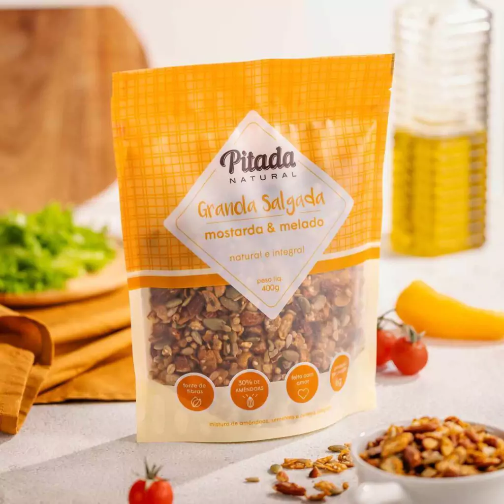PITADA NATURAL GRANOLA SALGADA MOSTARDA E MELADO  NATURAL E INTEGRAL 400G